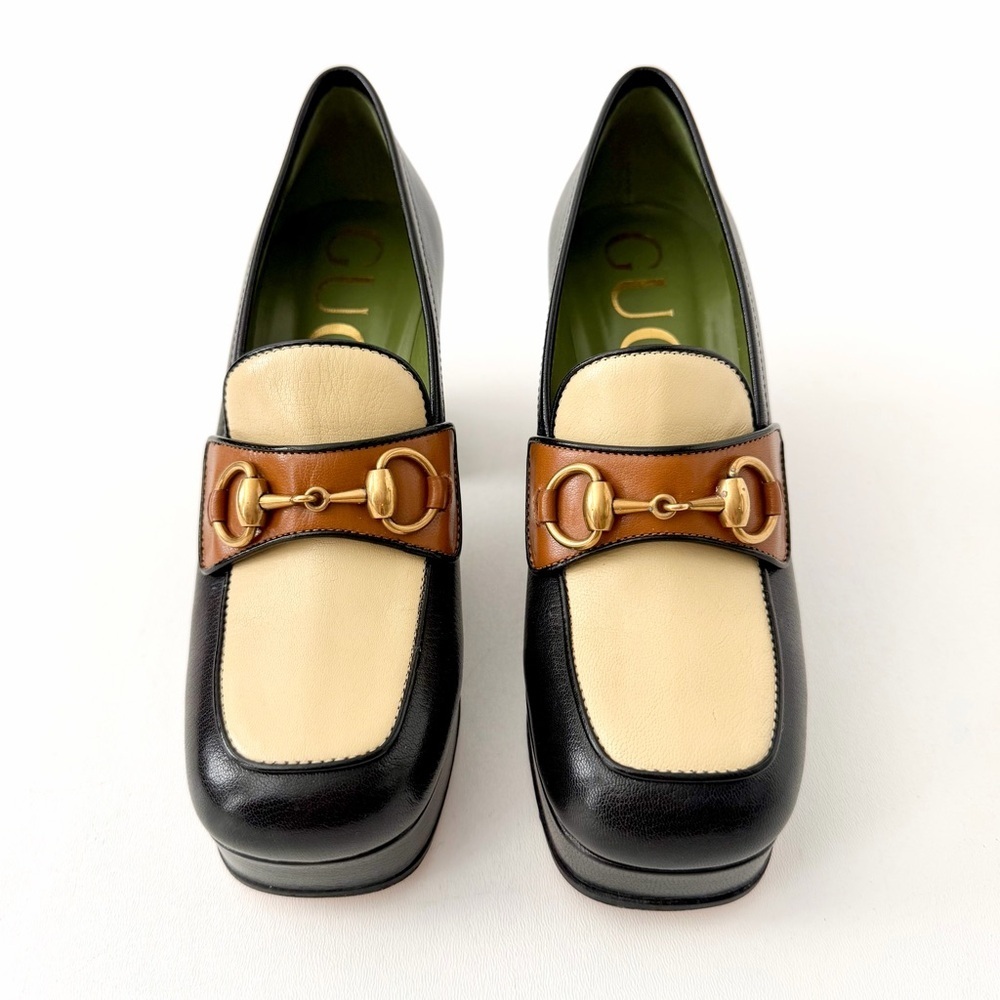 GUCCI | Horsebit Platform Loafer Pumps Houdan Block Heel Leather EU 36 - Picture 2 of 12